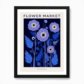 Blue Flower Market Poster Scabiosa 1 Art Print