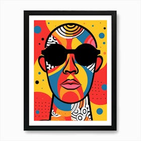 Geometric Face With Patterns And Sunglasses 4 Art Print