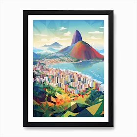 Rio De Janeiro, Brazil, Geometric Illustration 1 Art Print