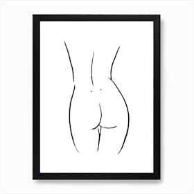 Female Body Sketch 2 Black And White Art Print