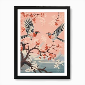 Vintage Japanese Inspired Bird Print Mockingbird 4 Art Print