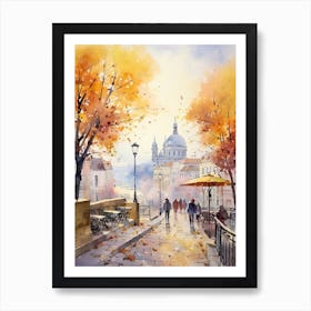 Bratislava Slovakia In Autumn Fall, Watercolour 2 Art Print