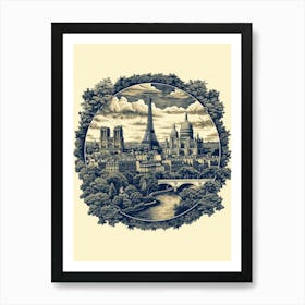 Iconic Landmarks Of France Art Print