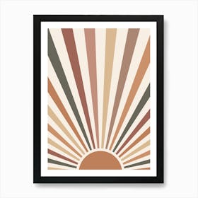 Retro Sunburst boho Abstract Art Print
