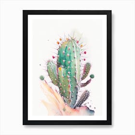 Ladyfinger Cactus Storybook Watercolours 1 Art Print