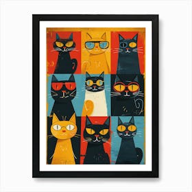 Cats In Glasses Canvas Print Art Print