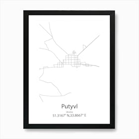 Putyvl,Ukraine Minimalist Map Poster