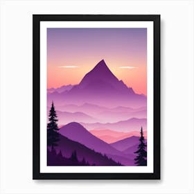 Misty Mountains Vertical Composition In Purple Tone 65 Art Print