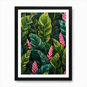 Tropical Leaves Seamless Pattern 14 Art Print