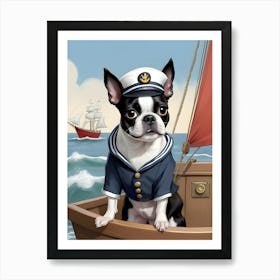 Boston Terrier Sailor-Reimagined Art Print