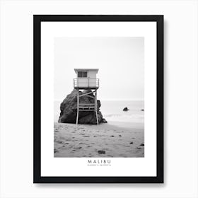 Poster Of Malibu, Black And White Analogue Photograph 4 Art Print