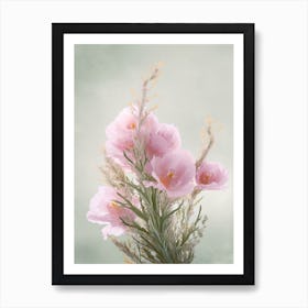 Heather Flowers Acrylic Painting In Pastel Colours 3 Art Print