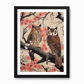 Art Nouveau Birds Poster Great Horned Owl 2 Art Print