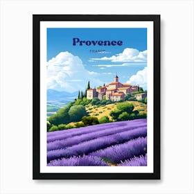 Provence France Purple Flowers Travel Art Illustration Art Print