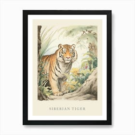 Beatrix Potter Inspired  Animal Watercolour Siberian Tiger 4 Art Print