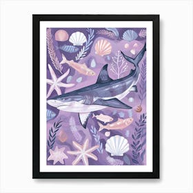 Purple Pelagic Thresher Shark Illustration Art Print