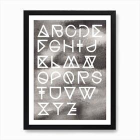 Geometrical Abc Black Aquarelle Art Print