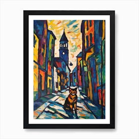 Painting Of Berlin With A Cat In The Style Of Fauvism 2 Art Print