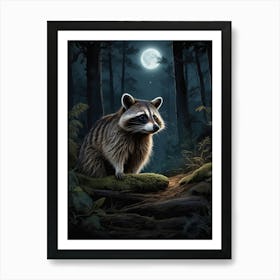 Raccoon In The Woods Art Print