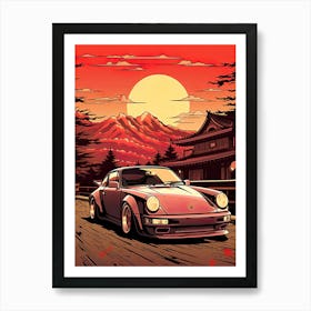 Porsche 911 Japanese Art Retro Car 1 Art Print