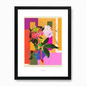 Lantana 1 Neon Flower Collage Poster Art Print