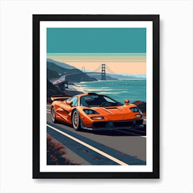 A Mclaren F1 In The Pacific Coast Highway Car Illustration 1 Art Print