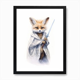 Baby Fox Kit As A Jedi Watercolour 3 Art Print