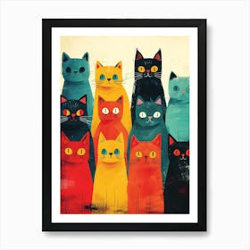 Beautiful Painting Funky Cats 10 Art Print