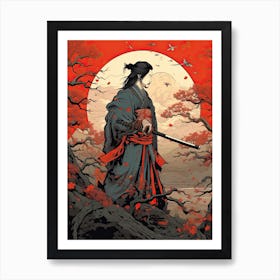 Samurai Ukiyo E Style Illustration 1 Art Print