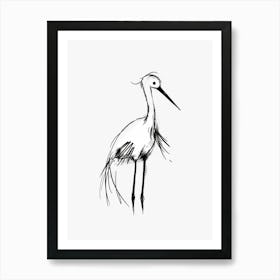 B&W Stork Art Print