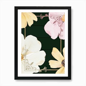 Dark Green Floral Art Print