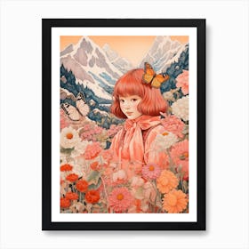 Pink Haired Girl With Butterfly In The Hair Poster