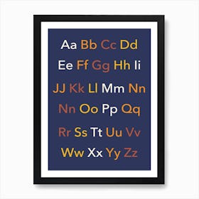 Abc Alphabet Children's Retro Navy Art Print