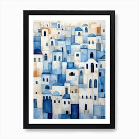 Blue Houses In Greece Art Print