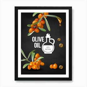 Olive Oil Bottle - olives poster, kitchen wall art Art Print