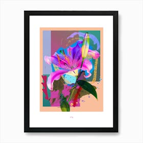 Lily 1 Neon Flower Collage Poster Art Print