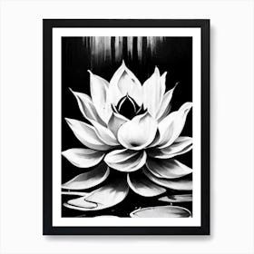 Lotus Flower, Symbol, Third Eye Black & White 1 Art Print