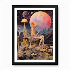 Mushroom Moon Collage Art Print