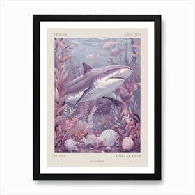 Purple Bull Shark In The Ocean Poster Art Print