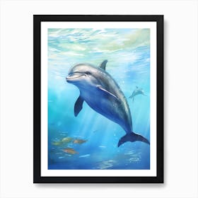 Happy Dolphin In Ocean 5 Art Print