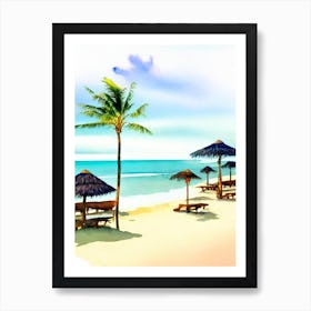 Diamond Beach 3, Bali, Indonesia Watercolour Art Print