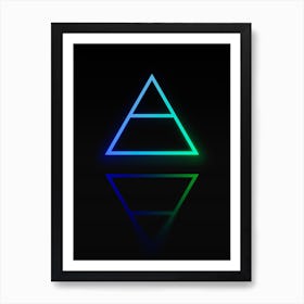 Neon Blue and Green Abstract Geometric Glyph on Black n.0330 Art Print