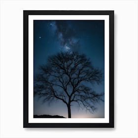 Lone Tree At Night 5 Art Print