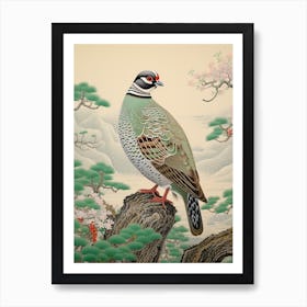 Ohara Koson Inspired Bird Painting Partridge 1 Art Print