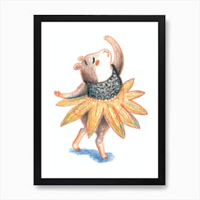 Hamster Girl Dancing Ballet Art Print