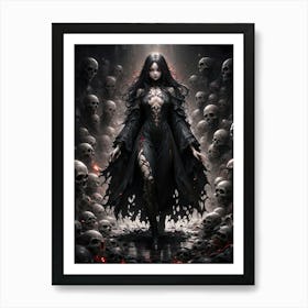 Scary Witch Poster surrounded by skulls #5 Art Print