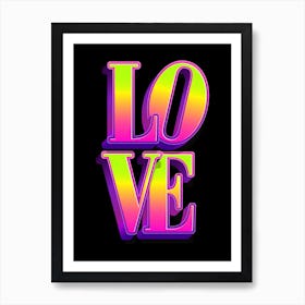 Love Neon Black Art Print