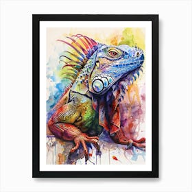 Iguana Colourful Watercolour 2 Art Print