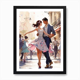 Couple Dancing In The Street 2 Art Print