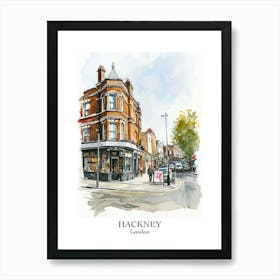 Hackney London Borough   Street Watercolour 2 Poster Art Print